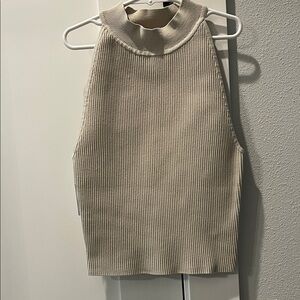 Aritzia Sculpted Cream Ribbed Tank